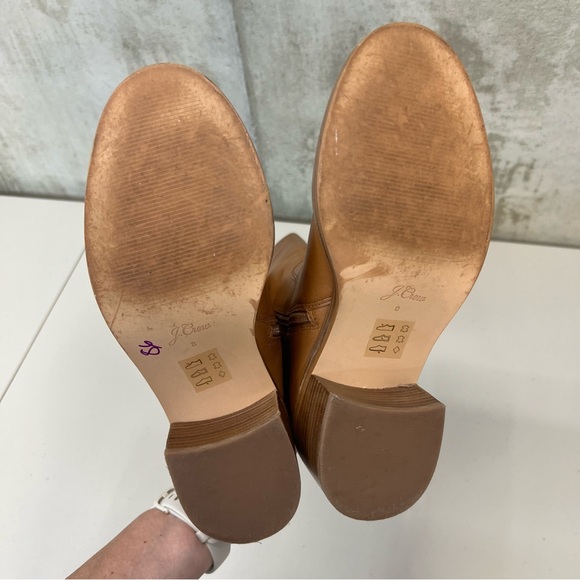 J Crew Knee High Stacked Heel Burnished Sand Boots Size 8 - Picture 9 of 13